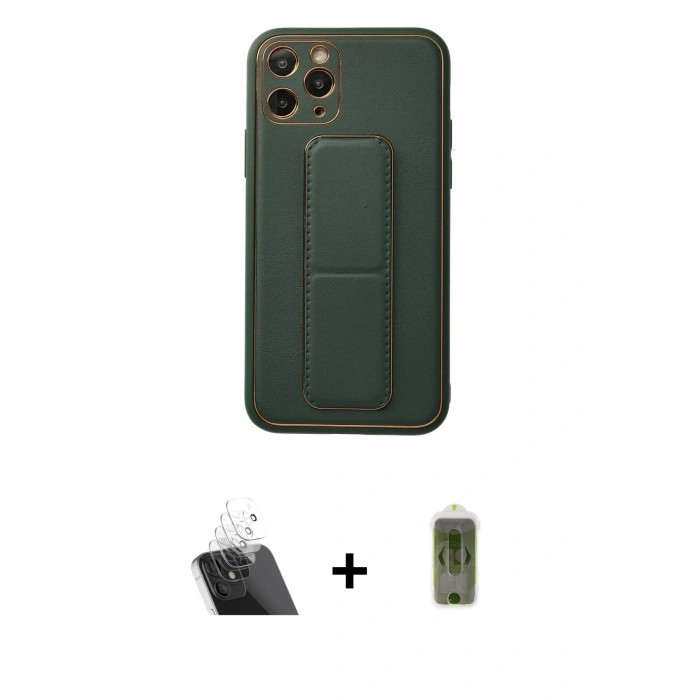 MARSİLYAN™- iPhone 11 Pro Kılıf Akış Doku - Siyah Joko Magic 5D Hayalet Cam + Kamera Lens Koruma Cam - SF
