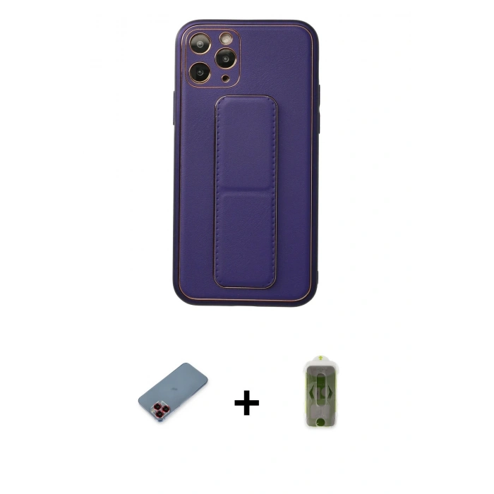 MARSİLYAN™- iPhone 11 Pro Kılıf Akış Doku - Siyah Joko Magic 5D Hayalet Cam + Metal Kamera Lens Koruma Cam - KI