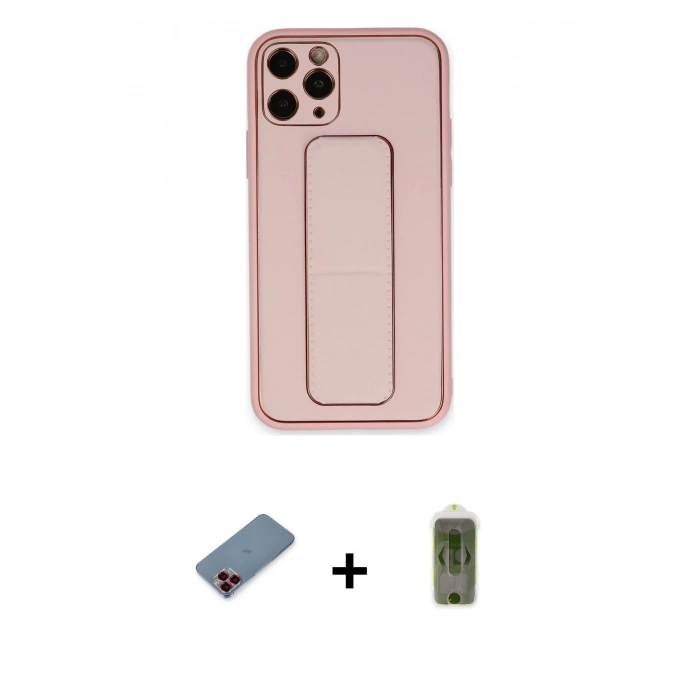 MARSİLYAN™- iPhone 11 Pro Kılıf Akış Doku - Siyah Joko Magic 5D Hayalet Cam + Metal Kamera Lens Koruma Cam - KI