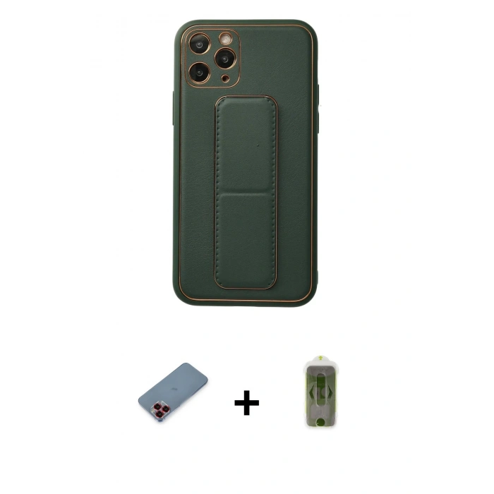 MARSİLYAN™- iPhone 11 Pro Kılıf Akış Doku - Siyah Joko Magic 5D Hayalet Cam + Metal Kamera Lens Koruma Cam - KI