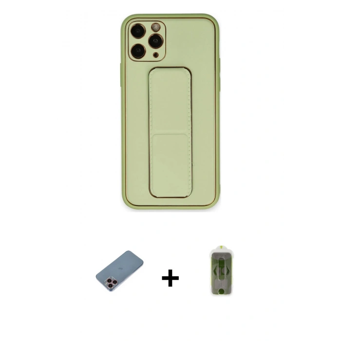 MARSİLYAN™- iPhone 11 Pro Kılıf Akış Doku - Siyah Joko Magic 5D Hayalet Cam + Shine Kamera Lens Koruma Cam - PE