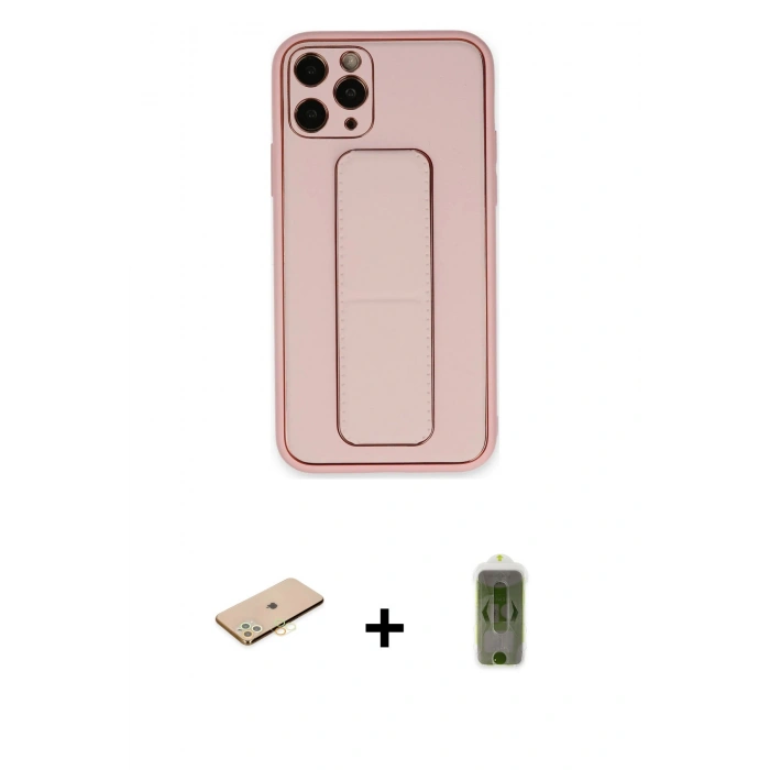MARSİLYAN™- iPhone 11 Pro Kılıf Akış Doku - Siyah Joko Magic 5D Hayalet Cam + Renkli Kamera Lens Koruma Cam - PE