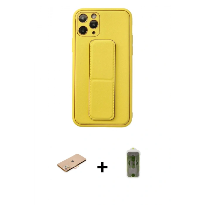 MARSİLYAN™- iPhone 11 Pro Kılıf Akış Doku - Siyah Joko Magic 5D Hayalet Cam + Renkli Kamera Lens Koruma Cam - TU