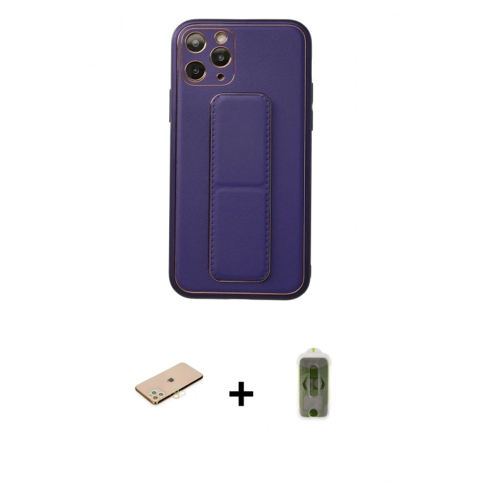 MARSİLYAN™- iPhone 11 Pro Kılıf Akış Doku - Siyah Joko Magic 5D Hayalet Cam + Renkli Kamera Lens Koruma Cam - PE