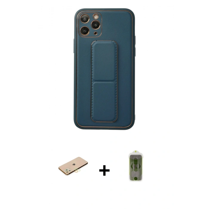 MARSİLYAN™- iPhone 11 Pro Kılıf Akış Doku - Siyah Joko Magic 5D Hayalet Cam + Renkli Kamera Lens Koruma Cam - PE