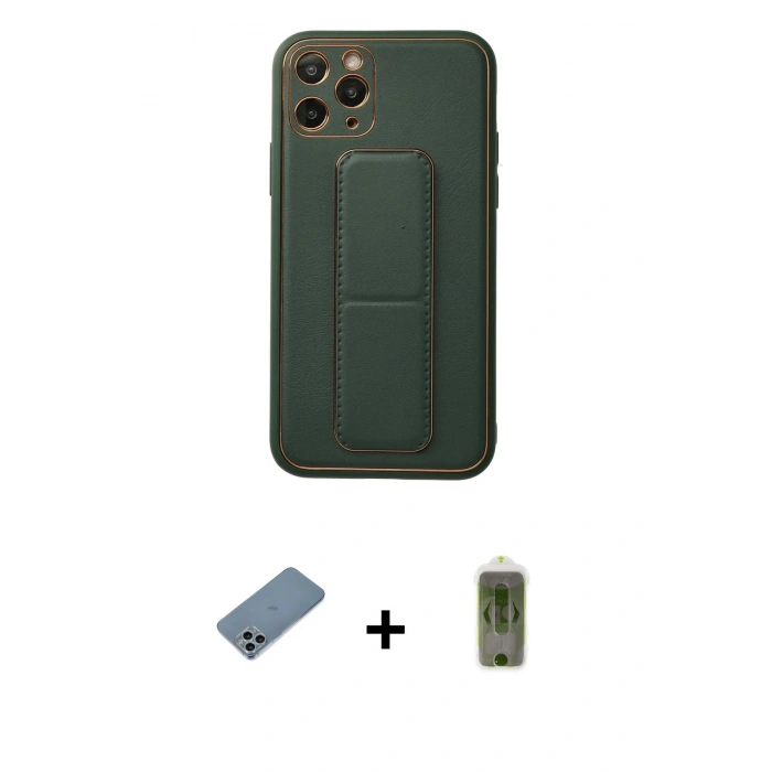 MARSİLYAN™- iPhone 11 Pro Kılıf Akış Doku - Siyah Joko Magic 5D Hayalet Cam + Shine Kamera Lens Koruma Cam - SABE