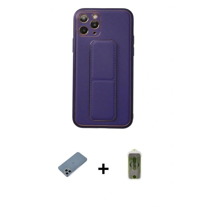 MARSİLYAN™- iPhone 11 Pro Kılıf Akış Doku - Siyah Joko Magic 5D Hayalet Cam + Shine Kamera Lens Koruma Cam - SABE