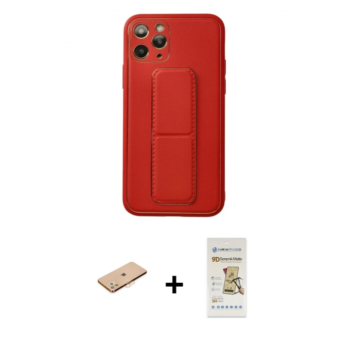 MARSİLYAN™- iPhone 11 Pro Kılıf Akış Doku - Siyah Mat Seramik Nano Ekran Koruyucu + Renkli Kamera Lens Koruma Cam - TU