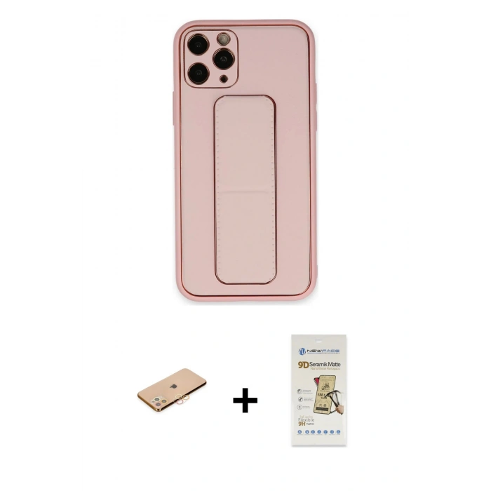 MARSİLYAN™- iPhone 11 Pro Kılıf Akış Doku - Siyah Mat Seramik Nano Ekran Koruyucu + Renkli Kamera Lens Koruma Cam - TU