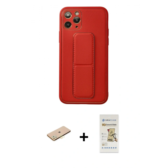 MARSİLYAN™- iPhone 11 Pro Kılıf Akış Doku - Siyah Mat Seramik Nano Ekran Koruyucu + Renkli Kamera Lens Koruma Cam - PE
