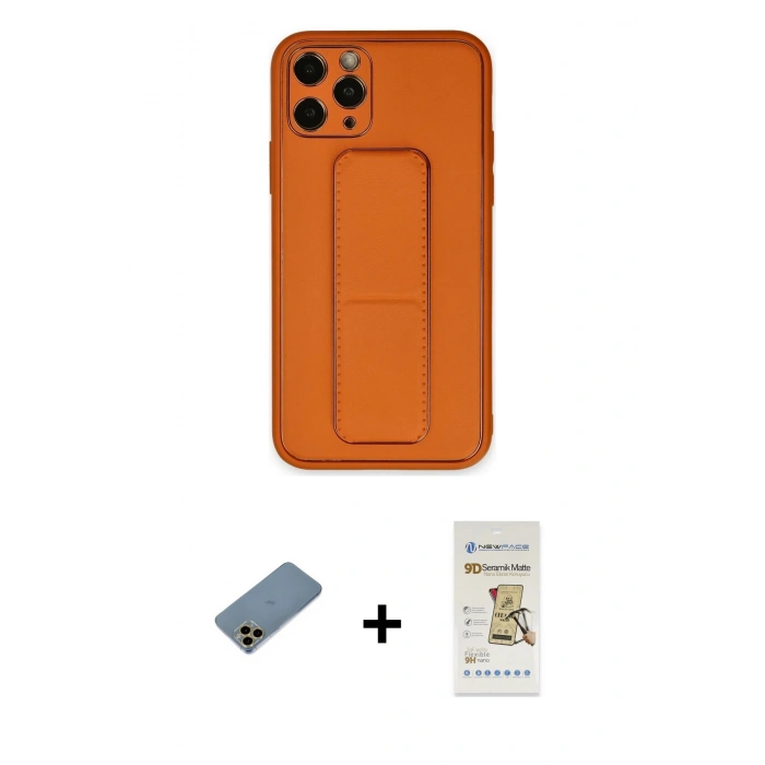 MARSİLYAN™- iPhone 11 Pro Kılıf Akış Doku - Siyah Mat Seramik Nano Ekran Koruyucu + Shine Kamera Lens Koruma Cam - GD