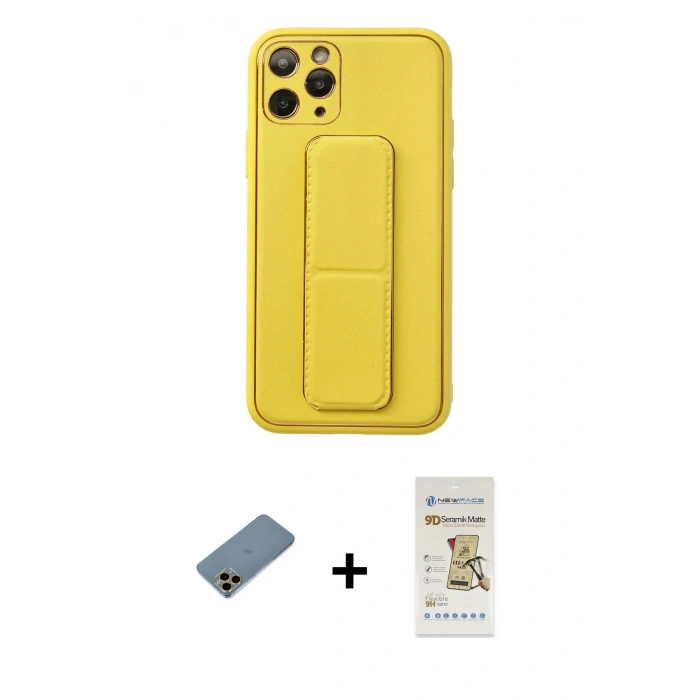 MARSİLYAN™- iPhone 11 Pro Kılıf Akış Doku - Siyah Mat Seramik Nano Ekran Koruyucu + Shine Kamera Lens Koruma Cam - GD