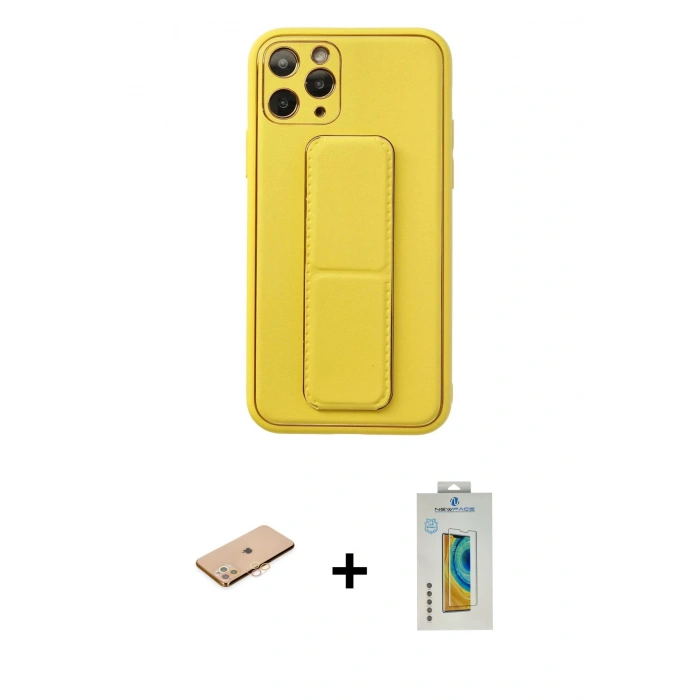 MARSİLYAN™- iPhone 11 Pro Kılıf Akış Doku - Siyah Polymer Nano Ekran Koruyucu + Renkli Kamera Lens Koruma Cam - TU