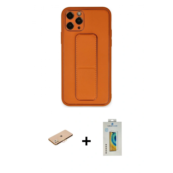 MARSİLYAN™- iPhone 11 Pro Kılıf Akış Doku - Siyah Polymer Nano Ekran Koruyucu + Renkli Kamera Lens Koruma Cam - TU
