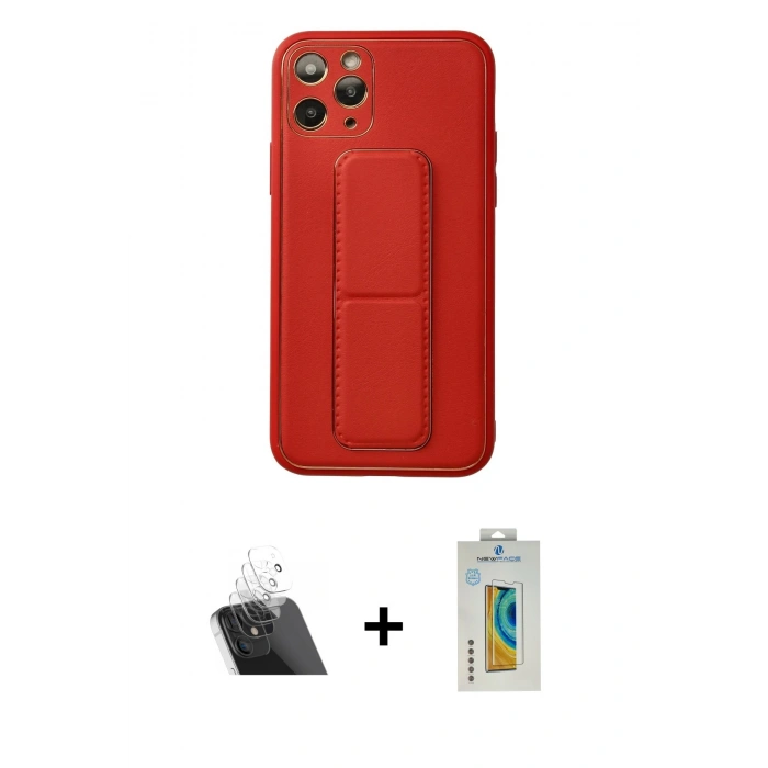 MARSİLYAN™- iPhone 11 Pro Kılıf Akış Doku - Siyah Polymer Nano Ekran Koruyucu + Şeffaf Kamera Lens Koruma Cam