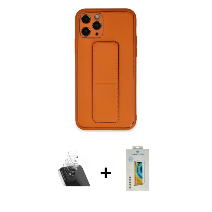 MARSİLYAN™- iPhone 11 Pro Kılıf Akış Doku - Siyah Polymer Nano Ekran Koruyucu + Şeffaf Kamera Lens Koruma Cam