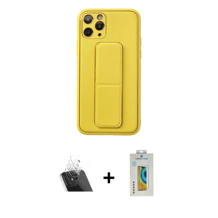 MARSİLYAN™- iPhone 11 Pro Kılıf Akış Doku - Siyah Polymer Nano Ekran Koruyucu + Şeffaf Kamera Lens Koruma Cam