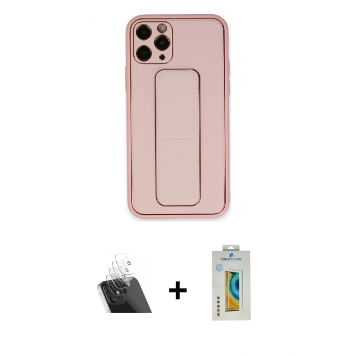 MARSİLYAN™- iPhone 11 Pro Kılıf Akış Doku - Siyah Polymer Nano Ekran Koruyucu + Şeffaf Kamera Lens Koruma Cam