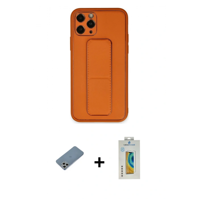 MARSİLYAN™- iPhone 11 Pro Kılıf Akış Doku - Siyah Polymer Nano Ekran Koruyucu + Shine Kamera Lens Koruma Cam - GS