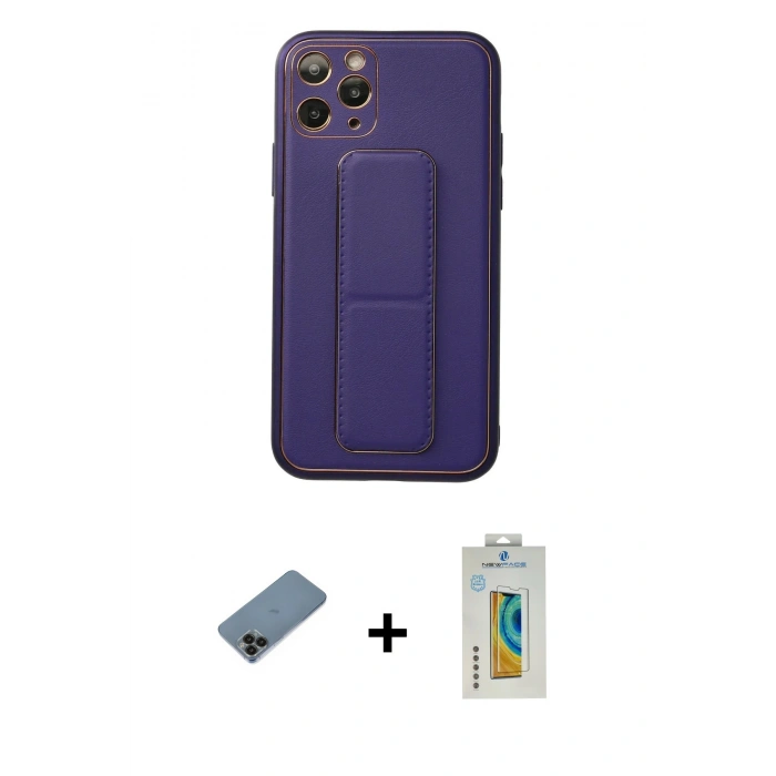 MARSİLYAN™- iPhone 11 Pro Kılıf Akış Doku - Siyah Polymer Nano Ekran Koruyucu + Shine Kamera Lens Koruma Cam - SH