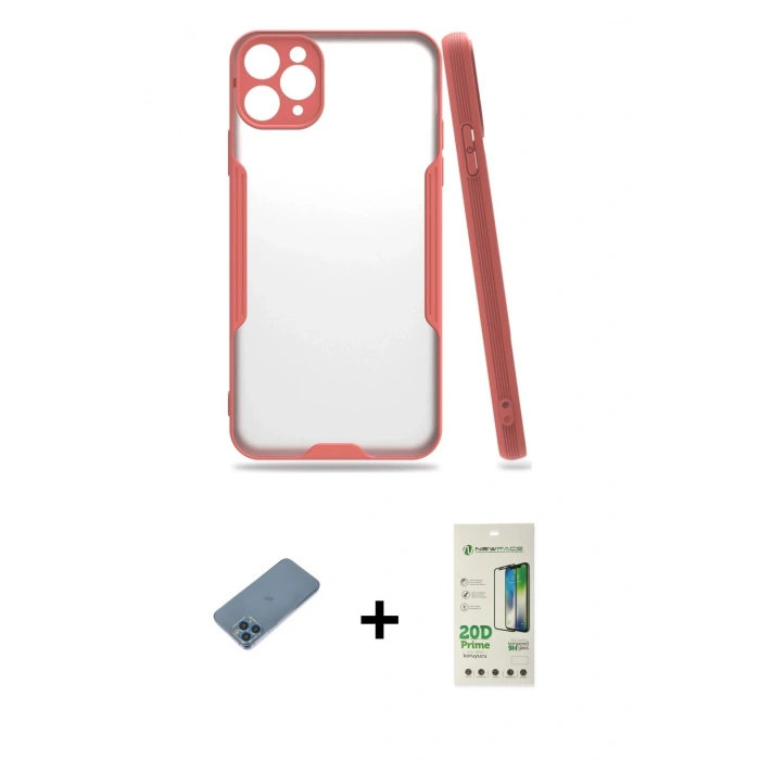 MARSİLYAN™- iPhone 11 Pro Kılıf Atlas Asil Serisi - Siyah 20D Premium Cam Ekran Koruyucu + Shine Kamera Lens Koruma Cam - MI
