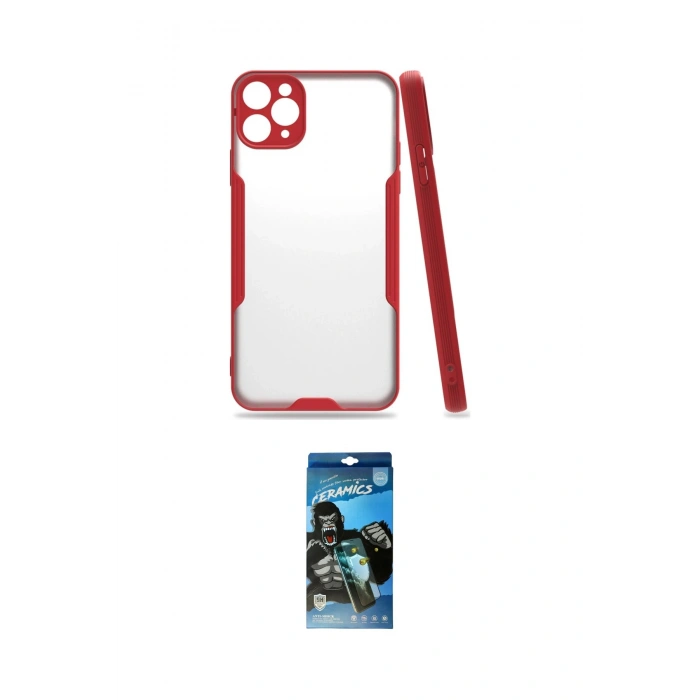 MARSİLYAN™- iPhone 11 Pro Kılıf Atlas Asil Serisi - Siyah 34D Izgaralı Cam