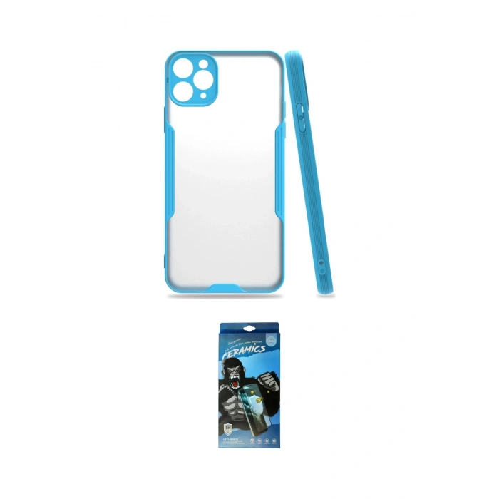 MARSİLYAN™- iPhone 11 Pro Kılıf Atlas Asil Serisi - Siyah 34D Izgaralı Cam