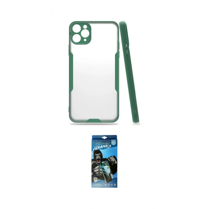 MARSİLYAN™- iPhone 11 Pro Kılıf Atlas Asil Serisi - Siyah 34D Izgaralı Cam
