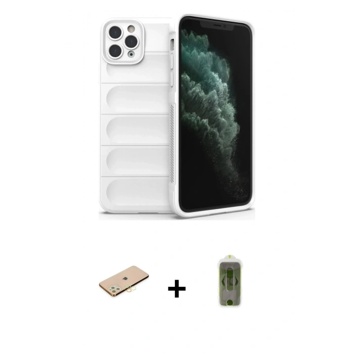 MARSİLYAN™- iPhone 11 Pro Kılıf Atlas Koleksiyonu - Siyah Joko Magic 5D Hayalet Cam + Renkli Kamera Lens Koruma Cam - SI