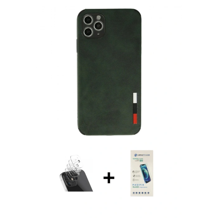 MARSİLYAN™- iPhone 11 Pro Kılıf Doruk Asil Koleksiyonu - Şeffaf Pasifik Cam Ekran Koruyucu + Kamera Lens Koruma Cam - SF