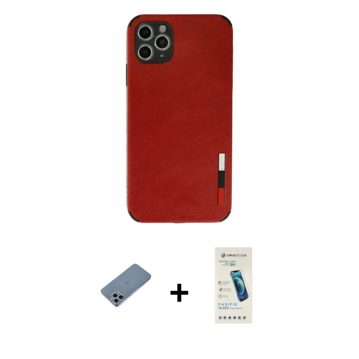 MARSİLYAN™- iPhone 11 Pro Kılıf Doruk Asil Koleksiyonu - Şeffaf Pasifik Cam Ekran Koruyucu + Shine Kamera Lens Koruma Cam - SABE