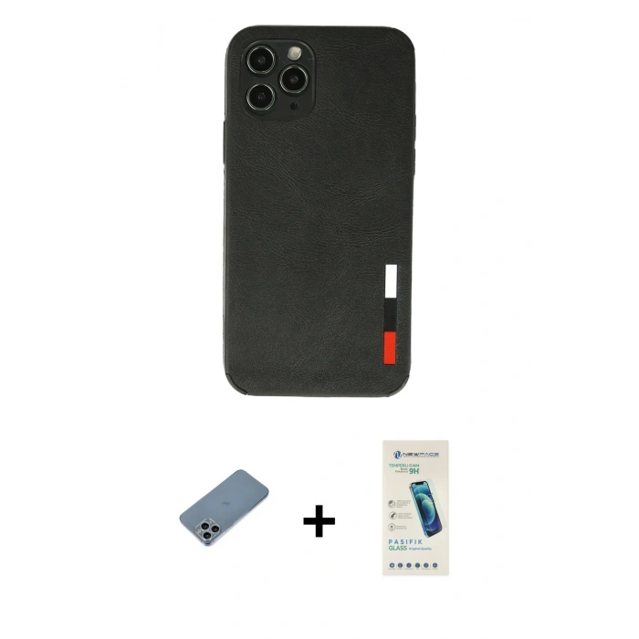 MARSİLYAN™- iPhone 11 Pro Kılıf Doruk Asil Koleksiyonu - Şeffaf Pasifik Cam Ekran Koruyucu + Shine Kamera Lens Koruma Cam - SABE