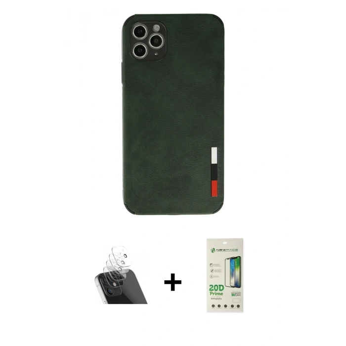 MARSİLYAN™- iPhone 11 Pro Kılıf Doruk Asil Koleksiyonu - Siyah 20D Premium Cam Ekran Koruyucu + Kamera Lens Koruma Cam - SF
