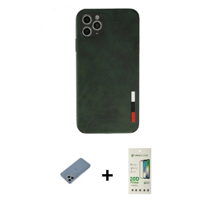 MARSİLYAN™- iPhone 11 Pro Kılıf Doruk Asil Koleksiyonu - Siyah 20D Premium Cam Ekran Koruyucu + Shine Kamera Lens Koruma Cam - SABE