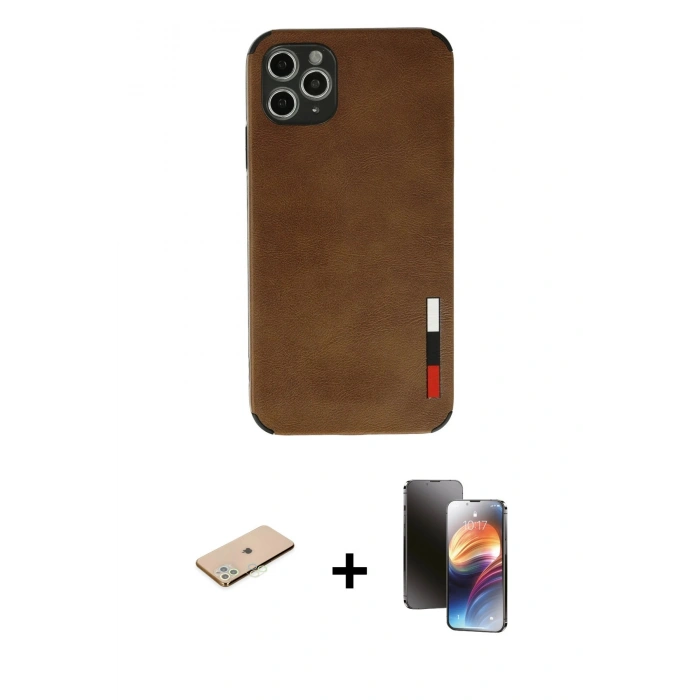 MARSİLYAN™- iPhone 11 Pro Kılıf Doruk Asil Koleksiyonu - Siyah 3D Antistatik Mat Seramik Nano Ekran Koruyucu + Renkli Kamera Lens Koruma Cam - YL
