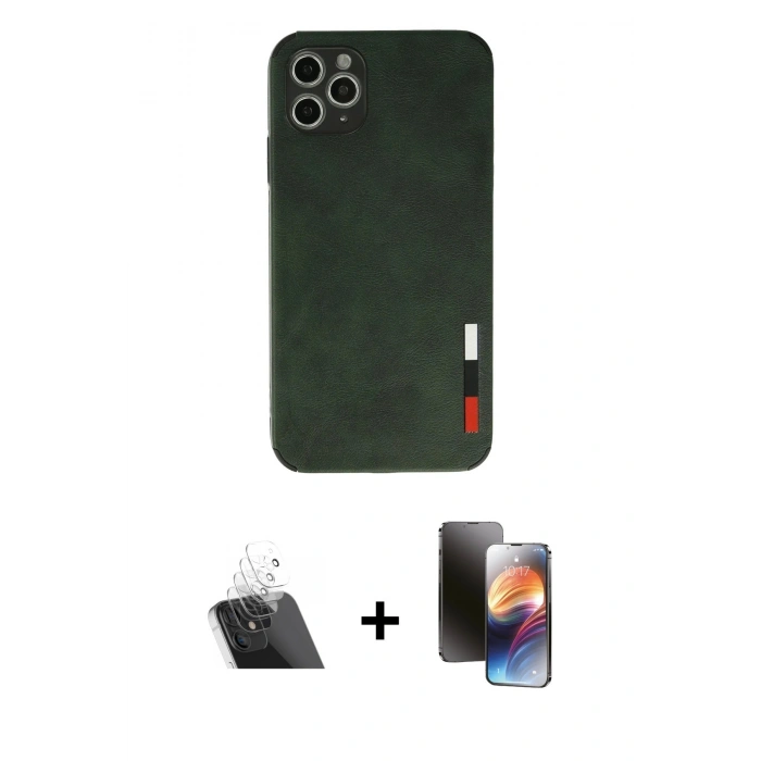 MARSİLYAN™- iPhone 11 Pro Kılıf Doruk Asil Koleksiyonu - Siyah 3D Antistatik Mat Seramik Nano Ekran Koruyucu + Kamera Lens Koruma Cam - SF