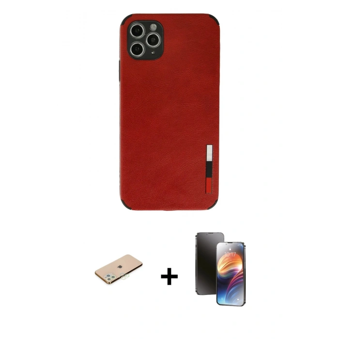 MARSİLYAN™- iPhone 11 Pro Kılıf Doruk Asil Koleksiyonu - Siyah 3D Antistatik Mat Seramik Nano Ekran Koruyucu + Renkli Kamera Lens Koruma Cam - YL