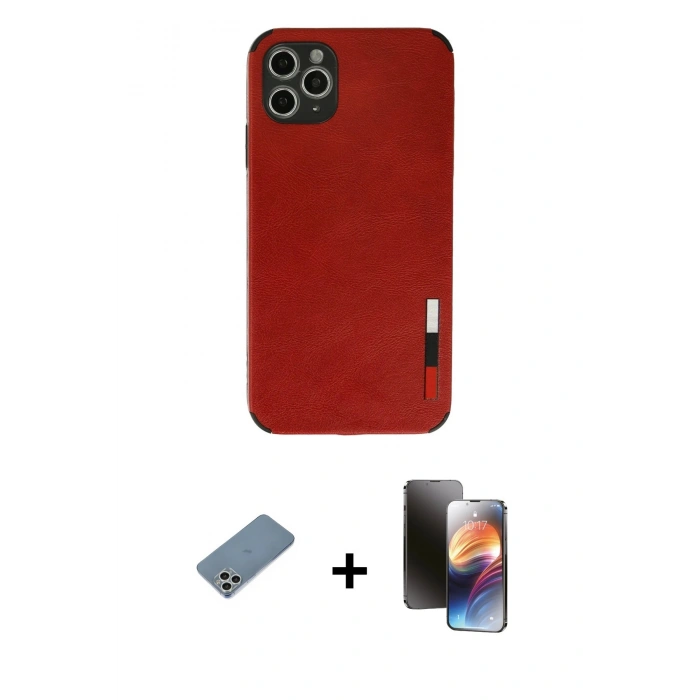 MARSİLYAN™- iPhone 11 Pro Kılıf Doruk Asil Koleksiyonu - Siyah 3D Antistatik Mat Seramik Nano Ekran Koruyucu + Shine Kamera Lens Koruma Cam - GS