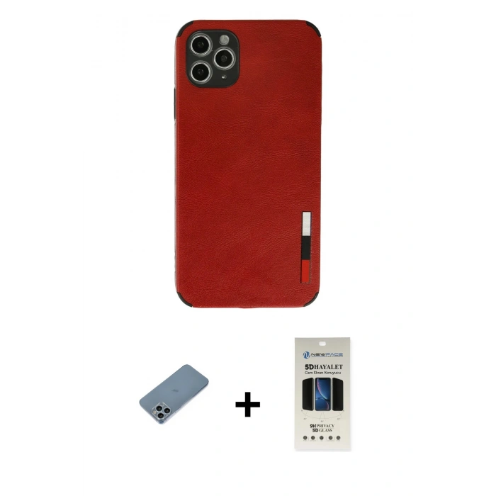 MARSİLYAN™- iPhone 11 Pro Kılıf Doruk Asil Koleksiyonu - Siyah 5D Hayalet Cam Ekran Koruyucu + Shine Kamera Lens Koruma Cam - SABE