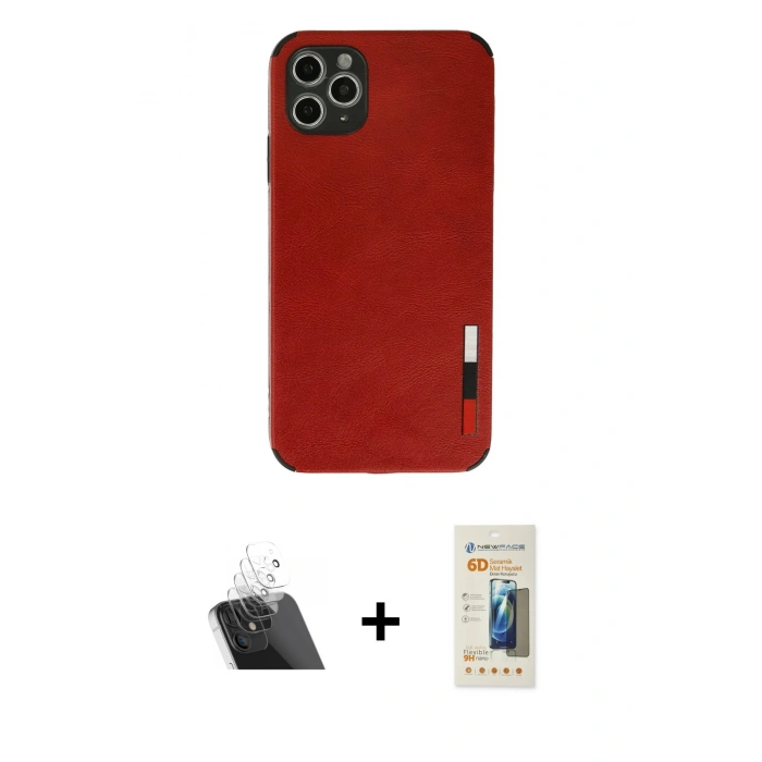 MARSİLYAN™- iPhone 11 Pro Kılıf Doruk Asil Koleksiyonu - Siyah 6D Mat Seramik Hayalet Nano Ekran Koruyucu + Kamera Lens Koruma Cam - SF
