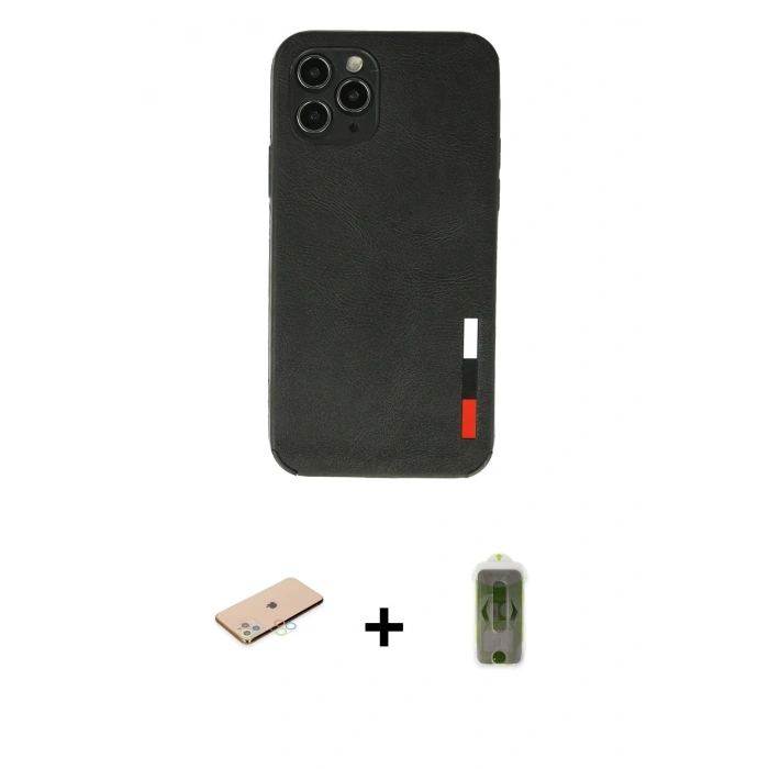 MARSİLYAN™- iPhone 11 Pro Kılıf Doruk Asil Koleksiyonu - Siyah Joko Magic 5D Hayalet Cam + Renkli Kamera Lens Koruma Cam - MI