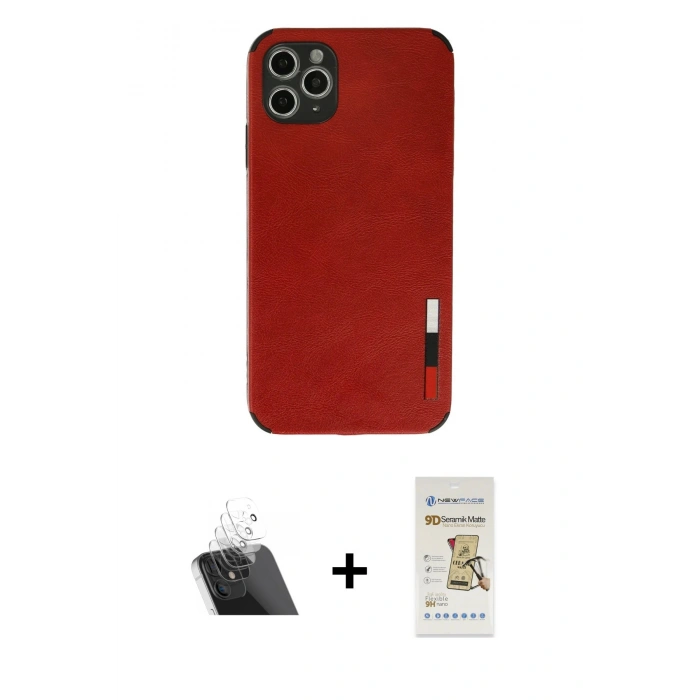 MARSİLYAN™- iPhone 11 Pro Kılıf Doruk Asil Koleksiyonu - Siyah Mat Seramik Nano Ekran Koruyucu + Kamera Lens Koruma Cam - SF