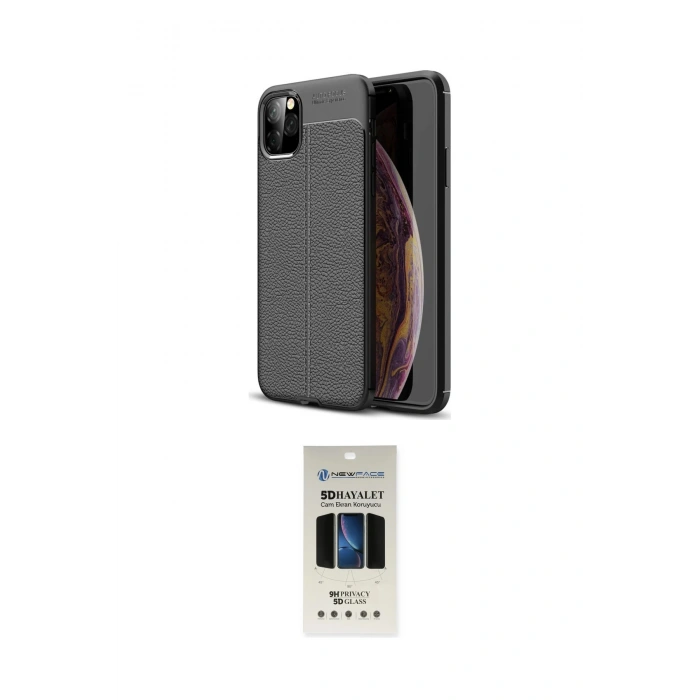 MARSİLYAN™- iPhone 11 Pro Kılıf Doruk Klasik Özel Seri - Siyah 5D Hayalet Cam Ekran Koruyucu