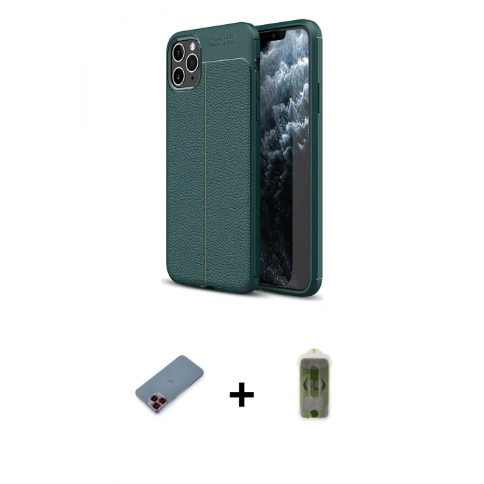 MARSİLYAN™- iPhone 11 Pro Kılıf Doruk Klasik Özel Seri - Siyah Joko Magic 5D Hayalet Cam + Metal Kamera Lens Koruma Cam - KI
