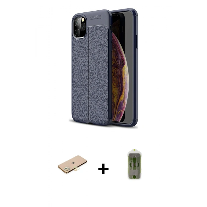 MARSİLYAN™- iPhone 11 Pro Kılıf Doruk Klasik Özel Seri - Siyah Joko Magic 5D Hayalet Cam + Renkli Kamera Lens Koruma Cam - PE