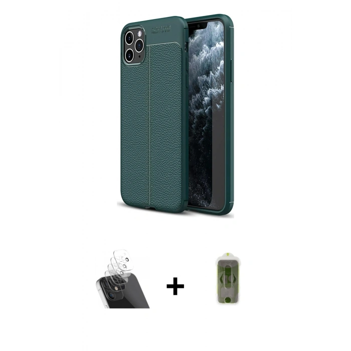 MARSİLYAN™- iPhone 11 Pro Kılıf Doruk Klasik Özel Seri - Siyah Joko Magic 5D Hayalet Cam + Kamera Lens Koruma Cam - SF