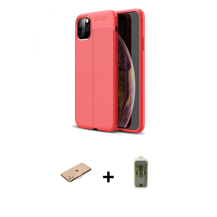 MARSİLYAN™- iPhone 11 Pro Kılıf Doruk Klasik Özel Seri - Siyah Joko Magic 5D Hayalet Cam + Renkli Kamera Lens Koruma Cam - TU
