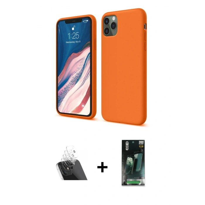 MARSİLYAN™- iPhone 11 Pro Kılıf Kozmos Yansıma Özel Seri - Şeffaf 360 Full Body Arka Koruyucu + Kamera Lens Koruma Cam - SF