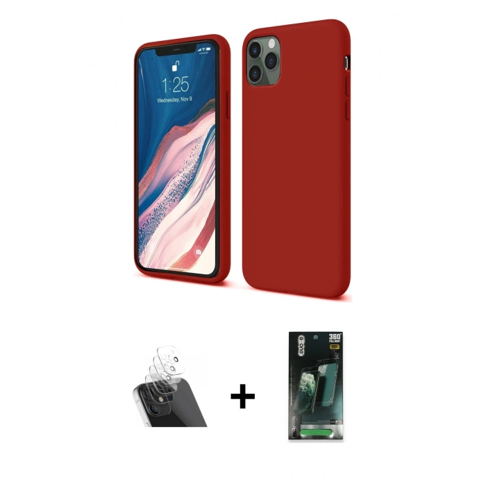 MARSİLYAN™- iPhone 11 Pro Kılıf Kozmos Yansıma Özel Seri - Şeffaf 360 Full Body Arka Koruyucu + Kamera Lens Koruma Cam - SF