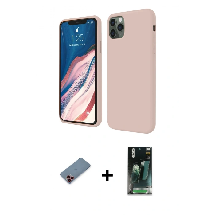 MARSİLYAN™- iPhone 11 Pro Kılıf Kozmos Yansıma Özel Seri - Şeffaf 360 Full Body Arka Koruyucu + Metal Kamera Lens Koruma Cam - KI